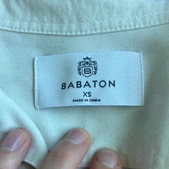 Babaton Utility Button Down Shirt Garment Dyed Matte Pearl Off White XS NEW - Picture 5 of 10